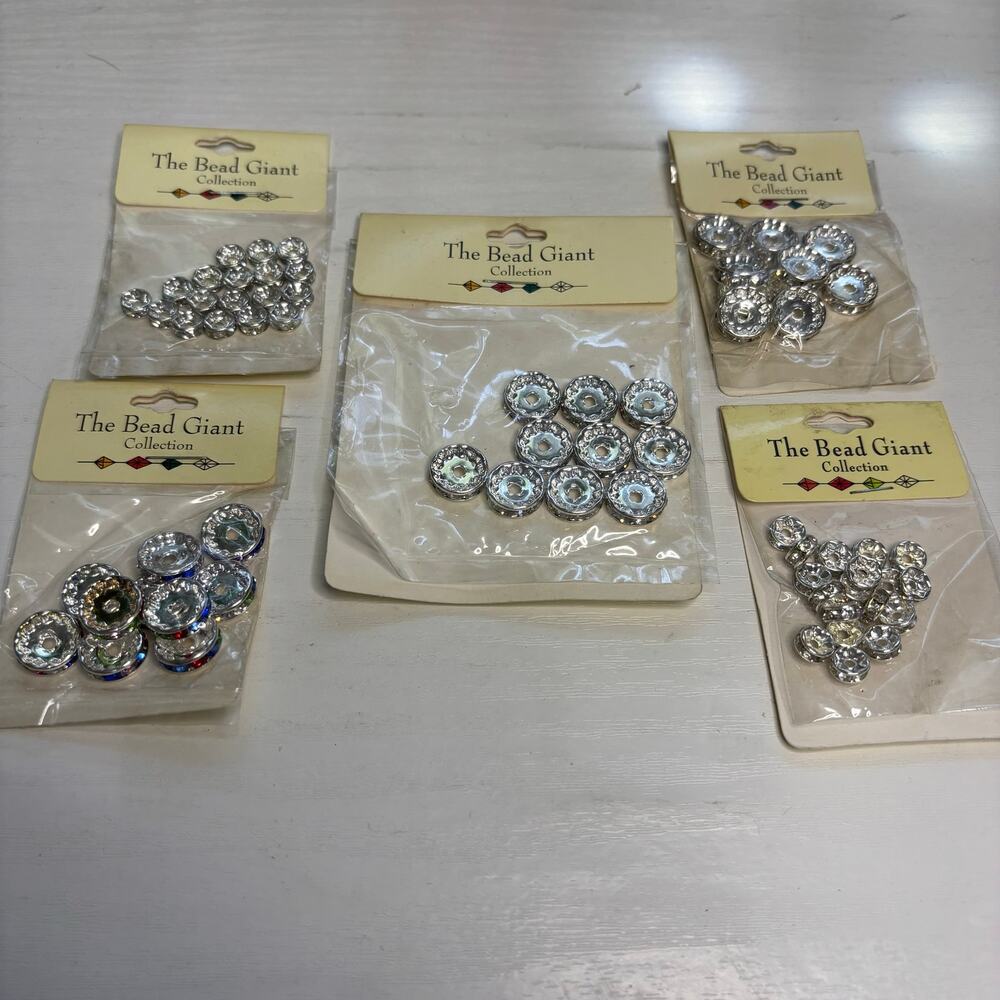 Bead Giant Silver Rhinestone Spacer Beads Jewelry Lot